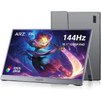 Arzopa Z1FC - Portable 144hz Gaming Monitor - Inclusief Beschermhoes - Premium Slim Aluminium Design - Space Grey - Apple Macbook Compatible - 106% sRGB Kleurprofiel - Met kabelbundel - 16 inch
