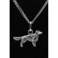 MOOYE ® - Collectie Zilveren Irish red and white setter ketting hanger - klein