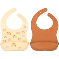 A Little Lovely Company Slabbetjes - 2-pack - Silicone - Regenbo - - OneSize - Slabbetjes