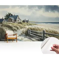 Wallfluent Zelfklevend Behang - Strandduinen Stickerbehang op rol - 416x254 cm - Wit Zelfklevend Behang - Herpositioneerbaar - Voor de slaapkamer, woonkamer en hal Zelfklevend Behang