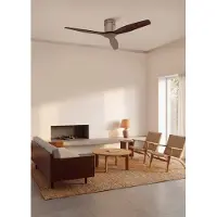 Create - Plafondventilator silent 100% hout 40W (Ø132cm) - Geen licht - Controller voor wandmontage + Afstandsbediening - 6 snelheden - Programmeerbaar - WIND CALM NATURAL WOOD