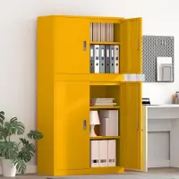 vidaXL Opbergkast 2 st Mosterdgeel 90 x 40 x 175 cm Staal