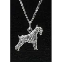 MOOYE ® - Collectie Zilveren Riesen schnauzer oren gecoupeerd ketting hanger - groot
