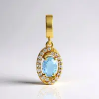 Cavill - Elegante zilveren hanger 925 sterling met 0,451 ct Braziliaanse ovale aquamarijn en 20 zirkonia - Verguld - Voor dagelijks gebruik