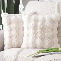 Famanu – Set van 2 dikke pluche kussenslopen, 65 x 65 cm, zacht en comfortabel, crème wit