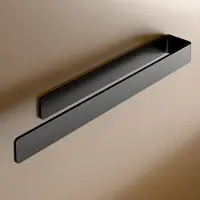 Famanu – Handdoekhouder zonder boren, handdoekrail met sterke tape, aluminium zwart, 40 cm, ideaal voor badkamer en keuken