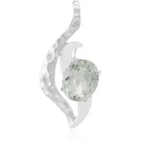 Cavill - Zilveren hanger met 2,168 ct ovale groene amethist - 925 sterlingzilver met palladiumcoating - elegante Braziliaanse edelsteen sieraden
