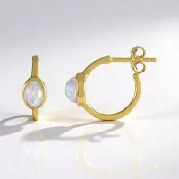 Cavill - Welo Opalen Oorbellen 0,59 ct - 925 Sterling Zilver Verguld - Elegante Ovale Cabochon Edelsteen Oorbellen - Ethiopische Opal
