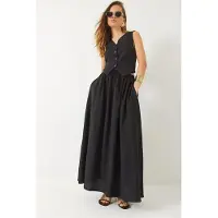 Bianco V-hals Vest en Maxi Rok Twee-Delige Set