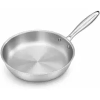 Resto Mizar Koekenpan Ø26 cm – Tri-Ply RVS Koekenpan Zonder Coating – PFAS-vrij – Geschikt voor Inductie, Gas & Oven tot 280°C – Professionele RVS Braadpan – 95032 – Zilver