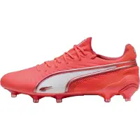 Puma Dames/Dames King Ultimate Stevige Grond Voetbalschoenen (Wit/vuurrood)