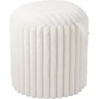J-Line poef met deksel geribbeld MDF wit - Ø 40 cm - 42 cm