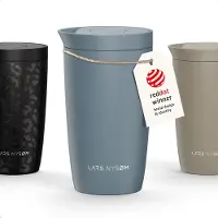 LARS NYSØM Vågen Thermos Koffiebeker To Go 350ml - Travel Mug met Isolatie - Quick-Press Deksel - Lekvrije RVS Thermobeker voor Koffie en Thee Onderweg (Stone Blue)