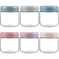 Famanu – Set van 6 overnight oats-potten met deksel, 300 ml inmaakpotten van glas voor maaltijdpreparatie, ideaal voor salade, chutney, pudding, yoghurt en zelfgemaakte jam