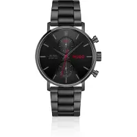 HUGO #Takeoff zwartgecoat horloge met zwarte wijzerplaat