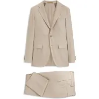 BOSS Slim-fit kostuum van Italiaans kasjmier met microdessin