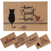 Famanu – Kokos deurmat met kattenprint, 40 x 60 cm, antislip en geschikt voor binnen en buiten