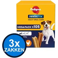 Pedigree 3x - Dentastix Mini Mega Pack Multipack 105-pack - Hondensnacks - 15x110g