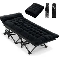 Markenlos – Campingbedje voor volwassenen van 1200D dubbellaags Oxford, heavy-duty comfortbed met 2 zijzakken, eenvoudig op te zetten voor camping, reizen en outdoor gebruik
