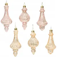 Kaemingk Set van 6 iriserende kerstballen van glas, 15cm