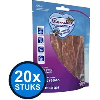 Renske 20x - Gezonde beloning vleesrepen hond eend 100gr - Hondenvoer Snacks - 100 g