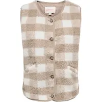 ONLY Gebreid vest 'ONLBABY' taupe / wit