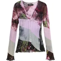 Desigual Gebreid vest olijfgroen / pastelgroen / lichtlila / wijnrood