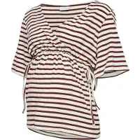 Mamalicious Shirt 'MLGiovanna Tess' beige / karmijnrood