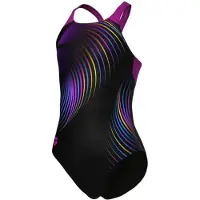 Arena - Girl's Pinwheel Swimsuit V Back - Badpak 128, zwart