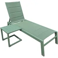 Happy Garden Sage groene textilene BARBADOS ligstoel en bijzettafelSet - salie groen aluminium