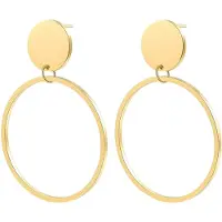 Hey Happiness Oorbellen 'Round Drop Hoop' goud