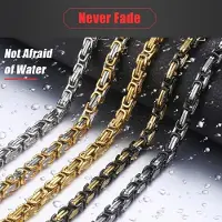 MaxPower (Silber, Schwarz -6mm-80cm) 4/5/6/8mm Breite Royal Box Chain Byzantinisches Armband Halskette für Männer Männlich