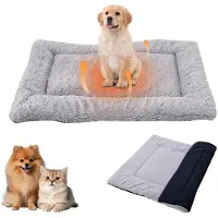 Markenlos – Hondenbed van wollig materiaal, 38 x 58 cm, wasbaar hondenkussen voor hond en kat, maat S (kaki