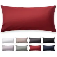 Famanu – Set van 2 mako satijnen kussenslopen, 40 x 80 cm, 100% katoen, rood