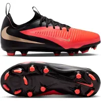 Nike Phantom 6 Low Academy Gras / Kunstgras Voetbalschoenen (MG) Kids Zwart Felrood Goud