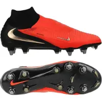 Nike Phantom 6 High Elite IJzeren-Nop Voetbalschoenen (SG) Zwart Felrood Goud