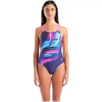 Arena Badpak 'BLOOM' navy / lichtblauw / pink