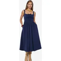 Busem Midi-jurk met vierkante kraag en knoopdetails