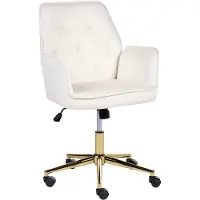Beliani CELARA - Bureaustoel - Wit - Fluweel