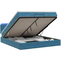 vidaXL Ottomanbed met matras en LED-verlichting, donkerblauw, 180 x 200 cm, fluweel