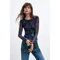 Desigual Shirt turquoise / violetblauw / zwart