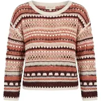 Apricot Tonal Stripes Crochet Top