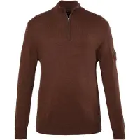 JP 1880 Regular Fit Half-Zip Sweater Mokka-bruin, Effen