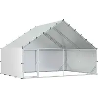 vidaXL Kippenhok met dak Zilverkleurig 300 x 200 x 190 cm