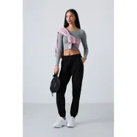 Tommy Life Dames Hoge Taille Ontspannen Fleece Joggingbroeken