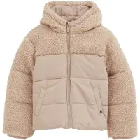 We fashion teddy winterjas - beige Meisjes Polyester Capuchon Effen - maat 98/104