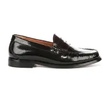 Justin Reess Zwarte Leren Penny Gepolijste Loafers Schoenen voor mannen - Joseph
