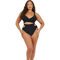 Brave Soul Wikkeltop-bikiniset voor dames (Zwart)