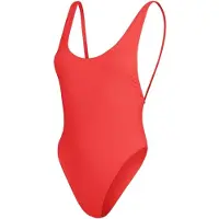 Speedo Dames Effen Scoop Neck Badpak (Rood)