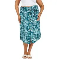 Brave Soul Midi-rok voor dames in de maat Tropical Plus (Groen blad)